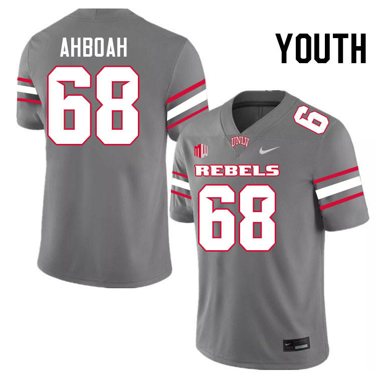 Youth #68 Jayden Ahboah UNLV Rebels College Football Jerseys Stitched-Grey